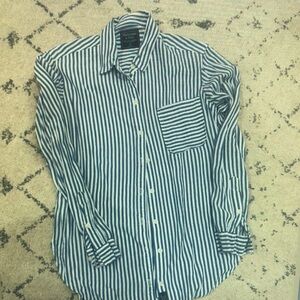 J. Crew Blue and White Striped Button Down Shirt